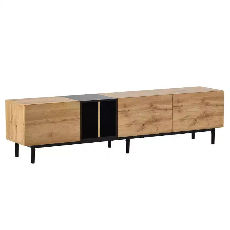 Meuble TV moderne Clihome pour téléviseur 80" avec 3 portes, console multimédia, centre de divertissement avec grand meuble de rangement pour salon