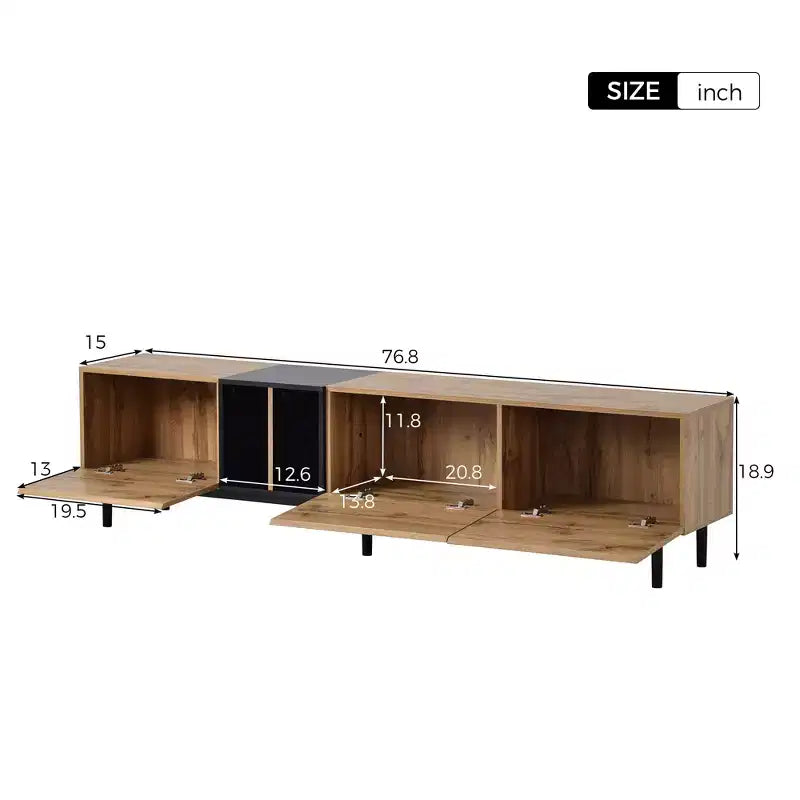 Meuble TV moderne Clihome pour téléviseur 80" avec 3 portes, console multimédia, centre de divertissement avec grand meuble de rangement pour salon