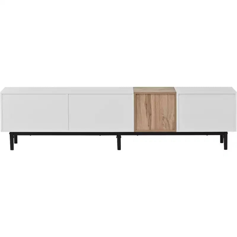 Meuble TV moderne Clihome pour téléviseur 80" avec 3 portes, console multimédia, centre de divertissement avec grand meuble de rangement pour salon