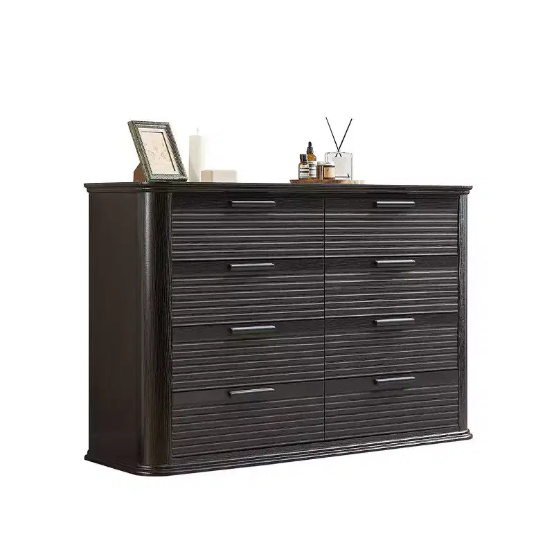 Commode moderne en bois Zeus et Ruta Fluted 52 avec 8 tiroirs, design courbé pour salon et couloir