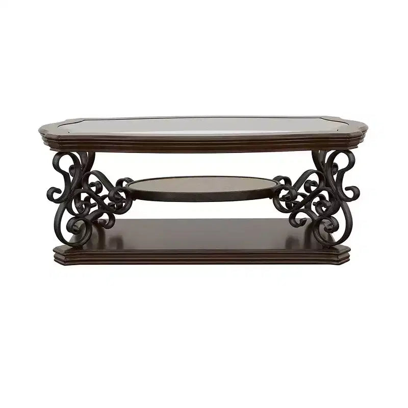 Coaster, Laney Table basse rectangulaire à plateau en verre 1 étagère, bordeaux intense