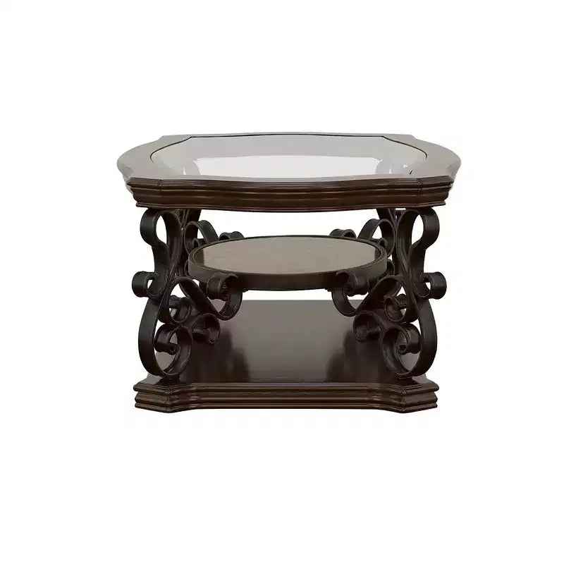 Coaster, Laney Table basse rectangulaire à plateau en verre 1 étagère, bordeaux intense