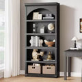 Farmhouse Arched Bookcase, 68.7 Tall Bookshelf w/Arche Design, Wooden Arch Bookshelf with Wooden Base, 5 Tier Bookshelves Rustic Vintage Book Shelf