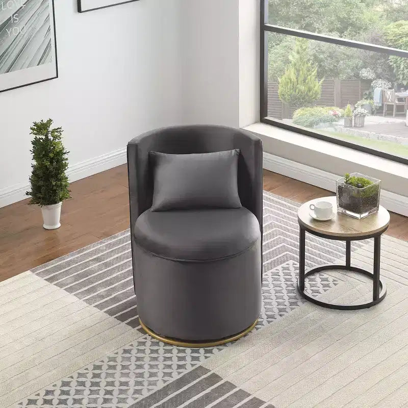 TUYOHW Fauteuil Pivotant d'Appoint, Chaise Courbe Rembourrée en Velours avec Base en Métal Doré, Fonction de Rangement, Fauteuil de Salon pour Salon, Chambre de Bébé, Chambre à Coucher
