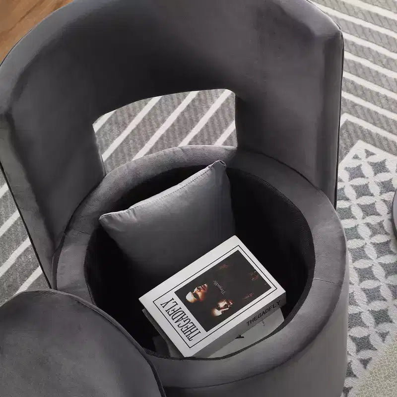 TUYOHW Fauteuil Pivotant d'Appoint, Chaise Courbe Rembourrée en Velours avec Base en Métal Doré, Fonction de Rangement, Fauteuil de Salon pour Salon, Chambre de Bébé, Chambre à Coucher