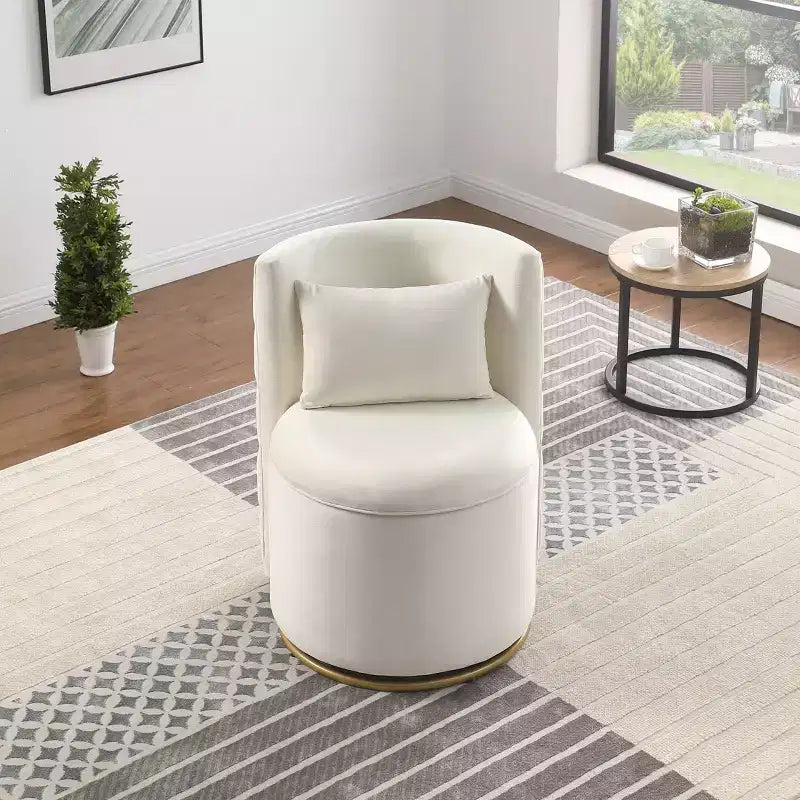 TUYOHW Fauteuil Pivotant d'Appoint, Chaise Courbe Rembourrée en Velours avec Base en Métal Doré, Fonction de Rangement, Fauteuil de Salon pour Salon, Chambre de Bébé, Chambre à Coucher