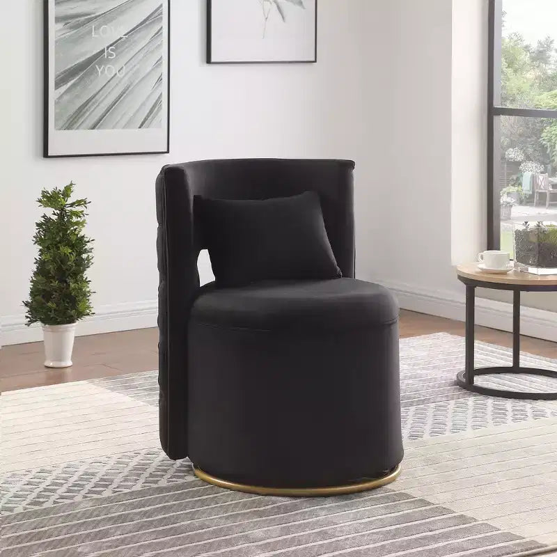 TUYOHW Fauteuil Pivotant d'Appoint, Chaise Courbe Rembourrée en Velours avec Base en Métal Doré, Fonction de Rangement, Fauteuil de Salon pour Salon, Chambre de Bébé, Chambre à Coucher
