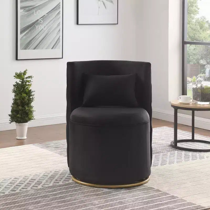 TUYOHW Fauteuil Pivotant d'Appoint, Chaise Courbe Rembourrée en Velours avec Base en Métal Doré, Fonction de Rangement, Fauteuil de Salon pour Salon, Chambre de Bébé, Chambre à Coucher
