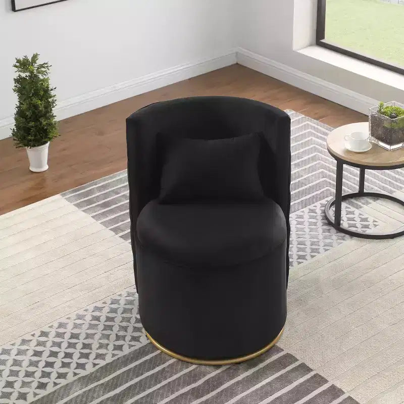 TUYOHW Fauteuil Pivotant d'Appoint, Chaise Courbe Rembourrée en Velours avec Base en Métal Doré, Fonction de Rangement, Fauteuil de Salon pour Salon, Chambre de Bébé, Chambre à Coucher