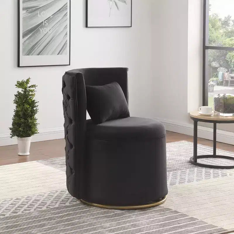 TUYOHW Fauteuil Pivotant d'Appoint, Chaise Courbe Rembourrée en Velours avec Base en Métal Doré, Fonction de Rangement, Fauteuil de Salon pour Salon, Chambre de Bébé, Chambre à Coucher