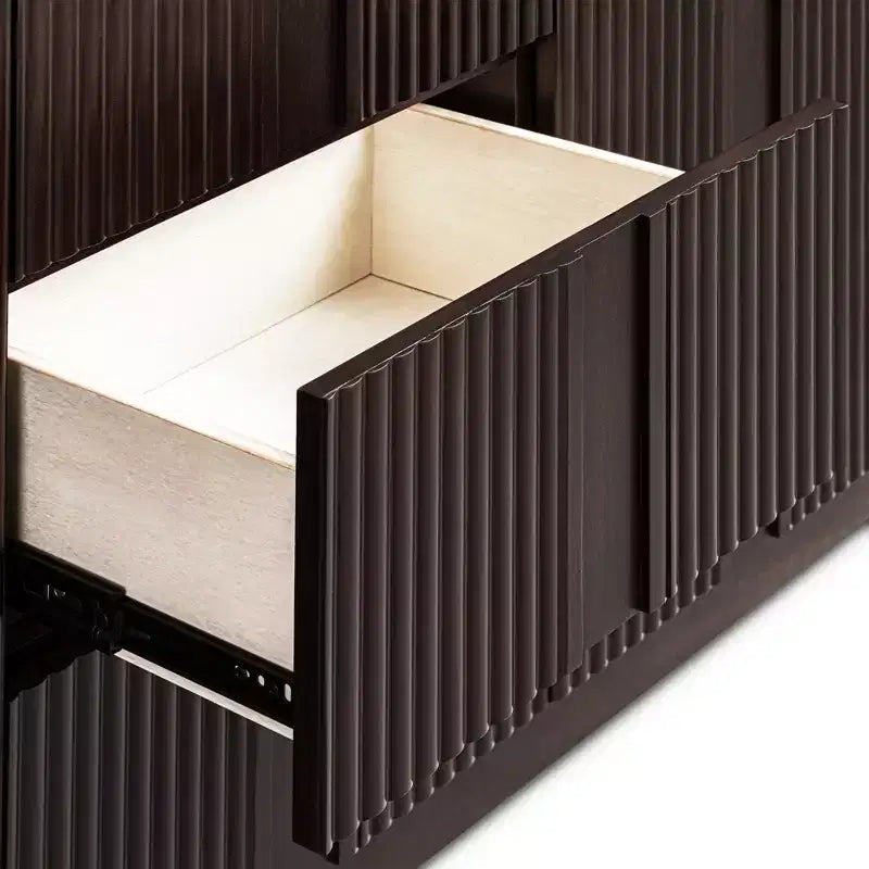 Buffet Teamson Home Potomac moderne bohème en bois massif avec 3 tiroirs, 2 portes, étagère réglable et rangement à ouverture par pression