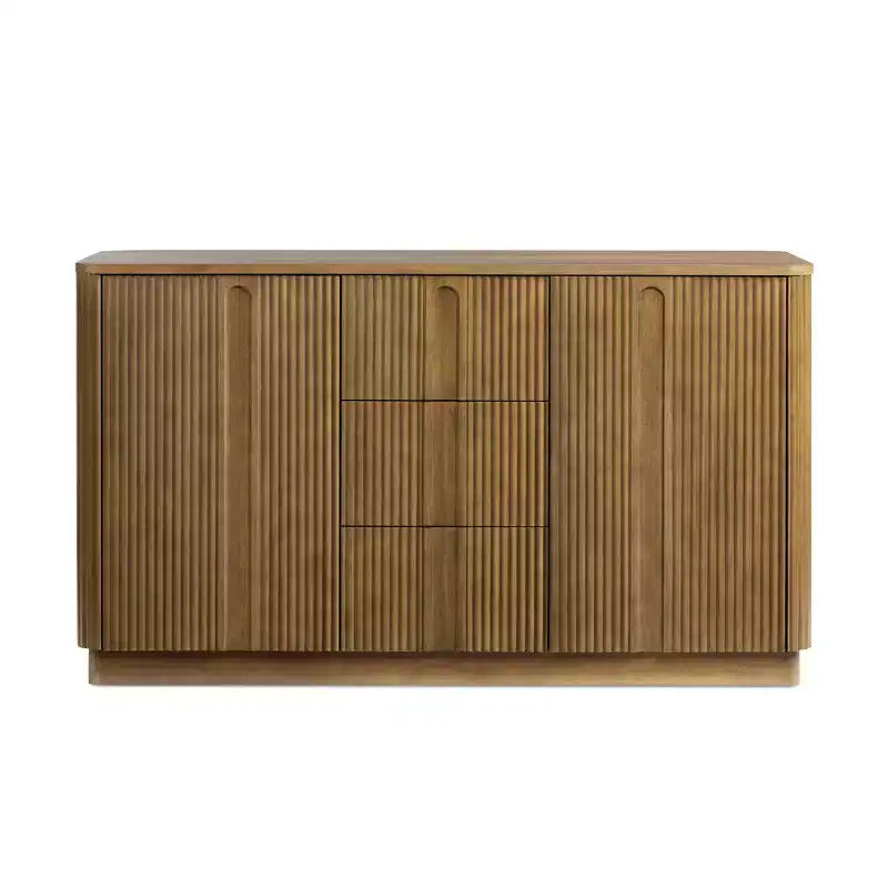 Buffet Teamson Home Potomac moderne bohème en bois massif avec 3 tiroirs, 2 portes, étagère réglable et rangement à ouverture par pression