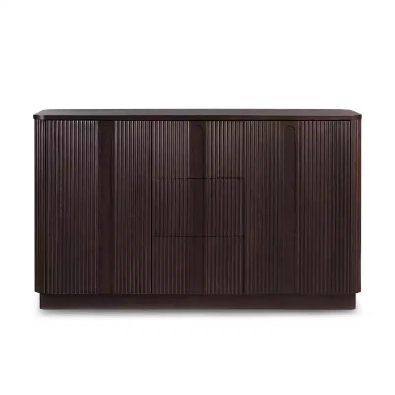 Buffet Teamson Home Potomac moderne bohème en bois massif avec 3 tiroirs, 2 portes, étagère réglable et rangement à ouverture par pression