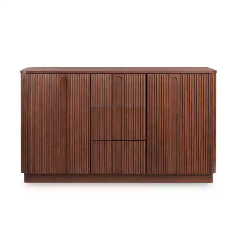 Buffet Teamson Home Potomac moderne bohème en bois massif avec 3 tiroirs, 2 portes, étagère réglable et rangement à ouverture par pression