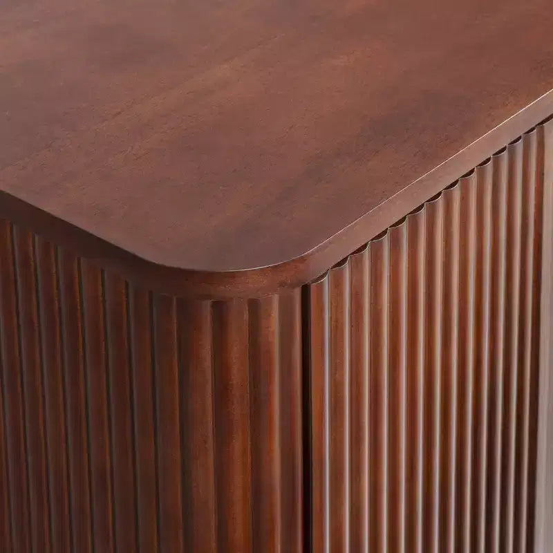 Buffet Teamson Home Potomac moderne bohème en bois massif avec 3 tiroirs, 2 portes, étagère réglable et rangement à ouverture par pression