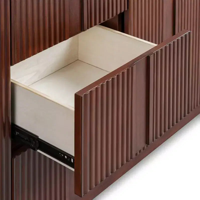 Buffet Teamson Home Potomac moderne bohème en bois massif avec 3 tiroirs, 2 portes, étagère réglable et rangement à ouverture par pression