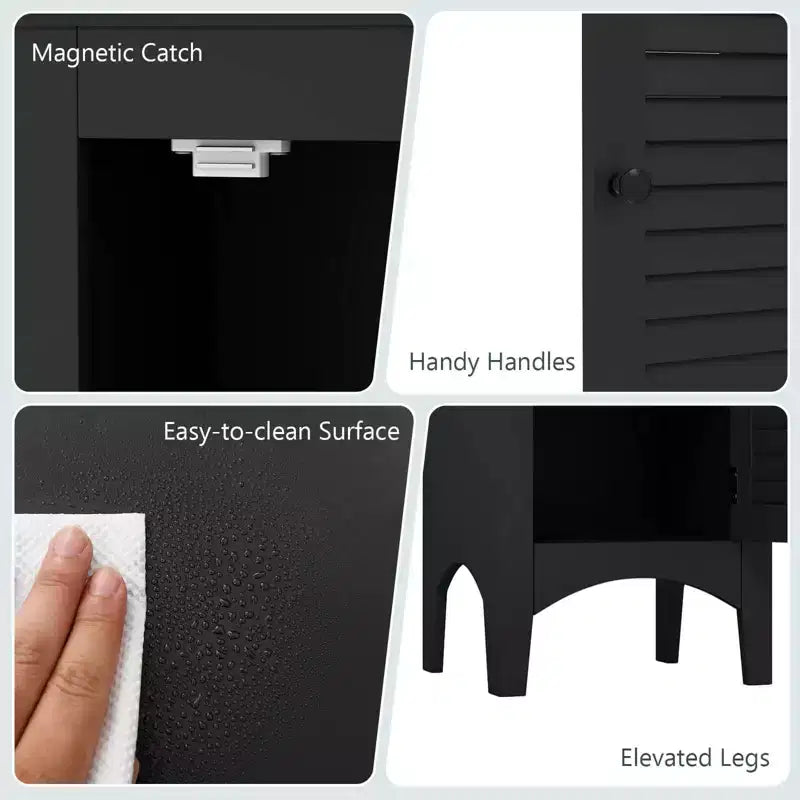 Meuble de salle de bain Costway de 160 cm de haut avec 2 portes à persiennes et étagère réglable, pieds surélevés Gris/Noir/Blanc/Marron