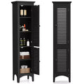 Costway 63 Tall Bathroom Cabinet with 2 Louvered Doors & Adjustable Shelf, Elevated Legs Gray/Black/White/Brown