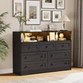 Acekool 7-Drawer Dresser with Charging Station, Modern Chest with Open Compartments, App Lighting, Storage Organizer for Bedroom & Closet