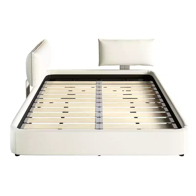 Cadre de lit King Size Cloud Whisen, lit rembourré en chenille avec tête de lit mobile surdimensionnée et rembourrée, coin rond