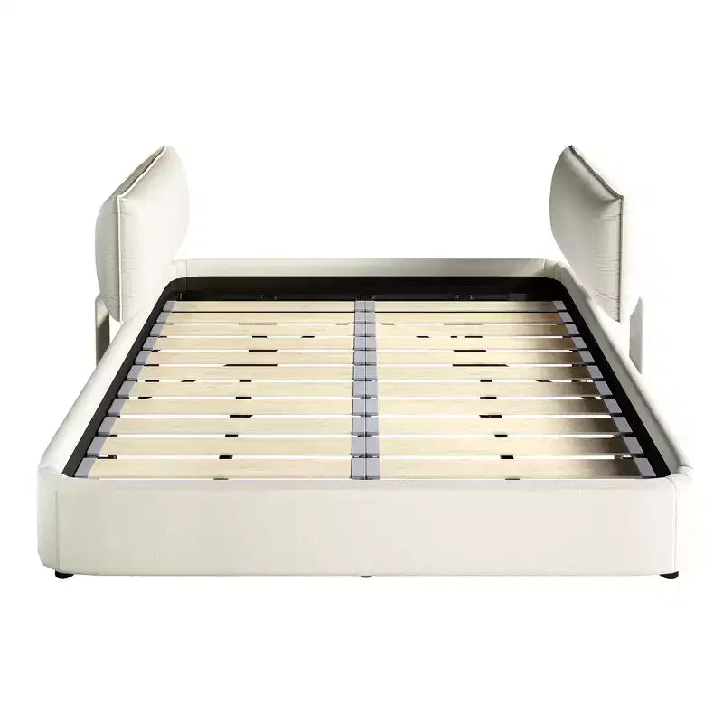 Cadre de lit King Size Cloud Whisen, lit rembourré en chenille avec tête de lit mobile surdimensionnée et rembourrée, coin rond