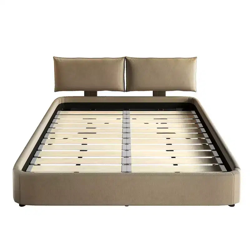 Cadre de lit King Size Cloud Whisen, lit rembourré en chenille avec tête de lit mobile surdimensionnée et rembourrée, coin rond