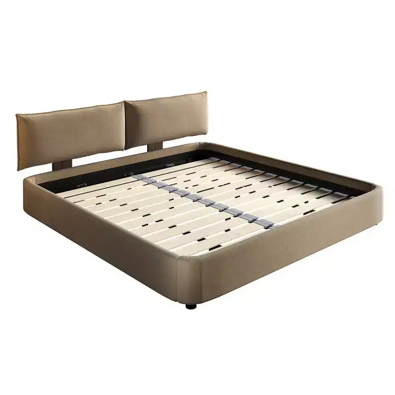 Cadre de lit King Size Cloud Whisen, lit rembourré en chenille avec tête de lit mobile surdimensionnée et rembourrée, coin rond