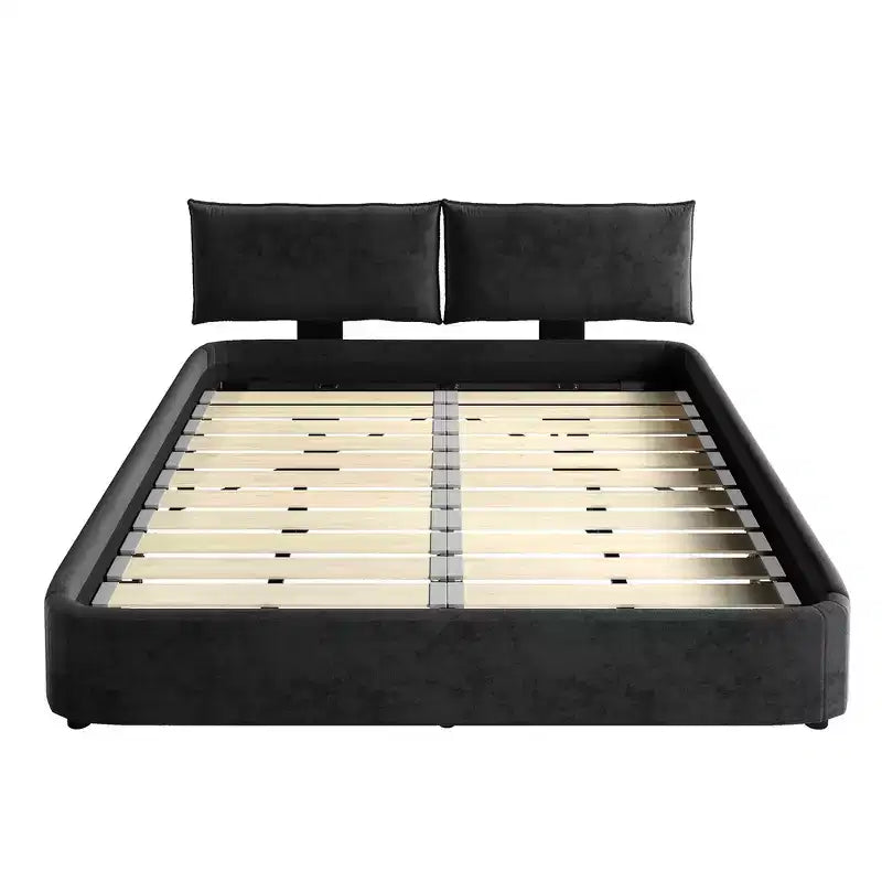 Cadre de lit King Size Cloud Whisen, lit rembourré en chenille avec tête de lit mobile surdimensionnée et rembourrée, coin rond
