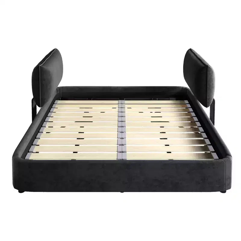 Cadre de lit King Size Cloud Whisen, lit rembourré en chenille avec tête de lit mobile surdimensionnée et rembourrée, coin rond