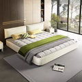 Whisen King Size Cloud Bed Frame, Chenille Upholstered Bed with Oversized Padded Movable Headboard, Round Corner
