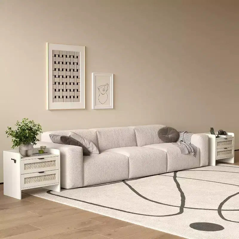 Tables de chevet en rotin (lot de 2), tables d'appoint avec 2 tiroirs de rangement, tables d'appoint bohèmes pour chambre à coucher, salon, bureau