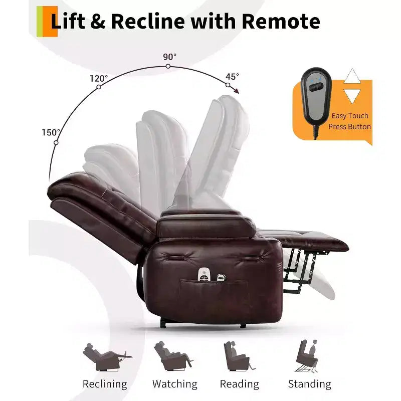 Fauteuil inclinable électrique grand format, fauteuil de cinéma maison avec soutien lombaire, dossier et repose-jambes réglables, fauteuil inclinable électrique pour personnes âgées pour le salon