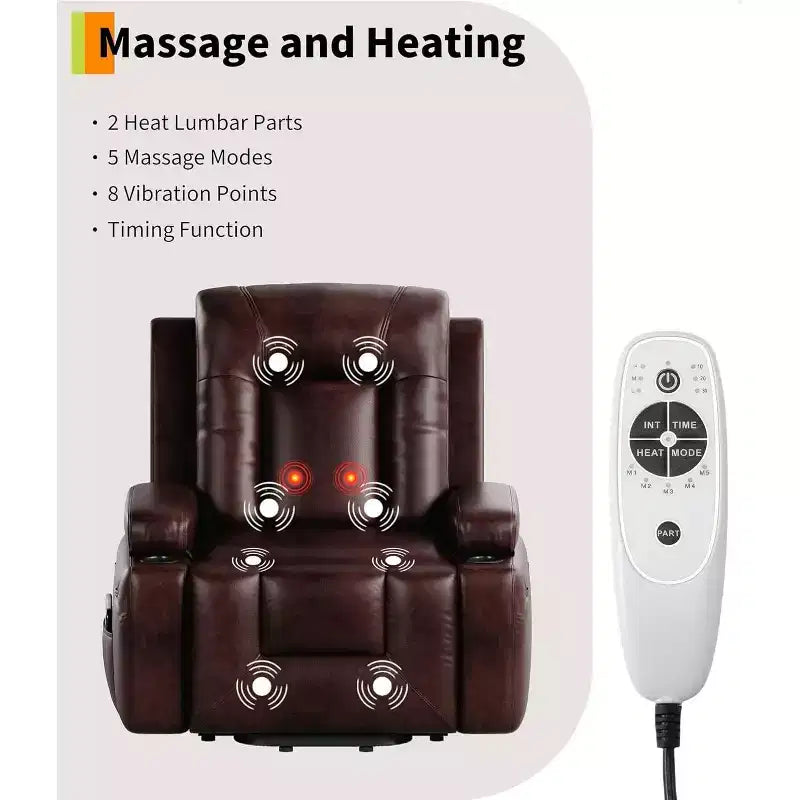 Fauteuil inclinable électrique grand format, fauteuil de cinéma maison avec soutien lombaire, dossier et repose-jambes réglables, fauteuil inclinable électrique pour personnes âgées pour le salon