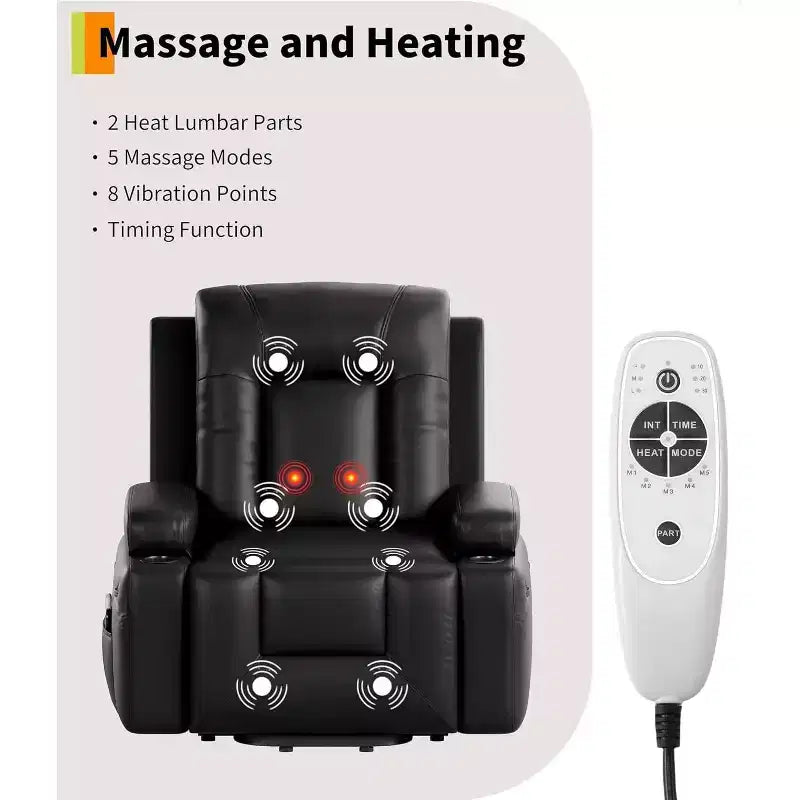 Fauteuil inclinable électrique grand format, fauteuil de cinéma maison avec soutien lombaire, dossier et repose-jambes réglables, fauteuil inclinable électrique pour personnes âgées pour le salon
