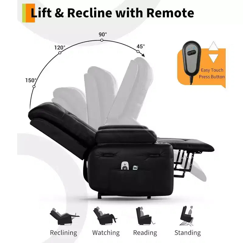 Fauteuil inclinable électrique grand format, fauteuil de cinéma maison avec soutien lombaire, dossier et repose-jambes réglables, fauteuil inclinable électrique pour personnes âgées pour le salon