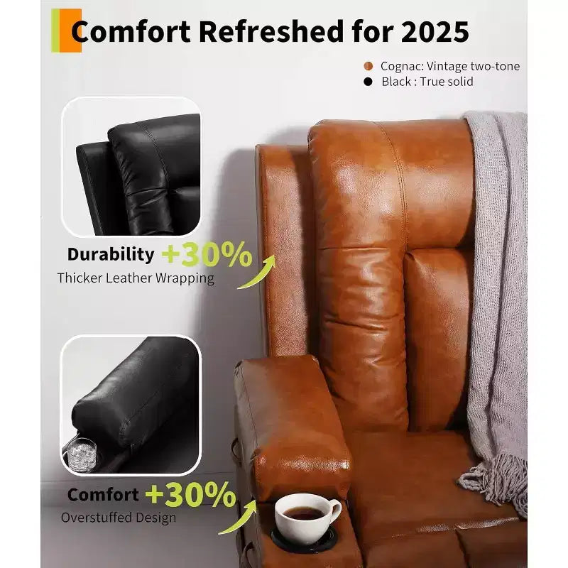 Fauteuil inclinable électrique grand format, fauteuil de cinéma maison avec soutien lombaire, dossier et repose-jambes réglables, fauteuil inclinable électrique pour personnes âgées pour le salon