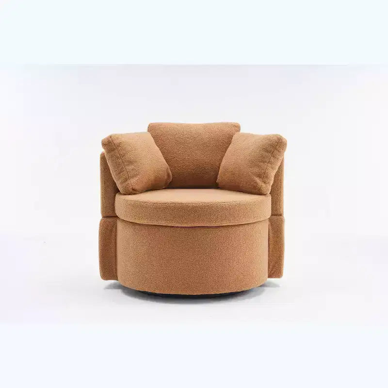 Chaise pivotante MAYEERTY en tissu Teddy avec rangement, coussin de dossier, salon, kaki