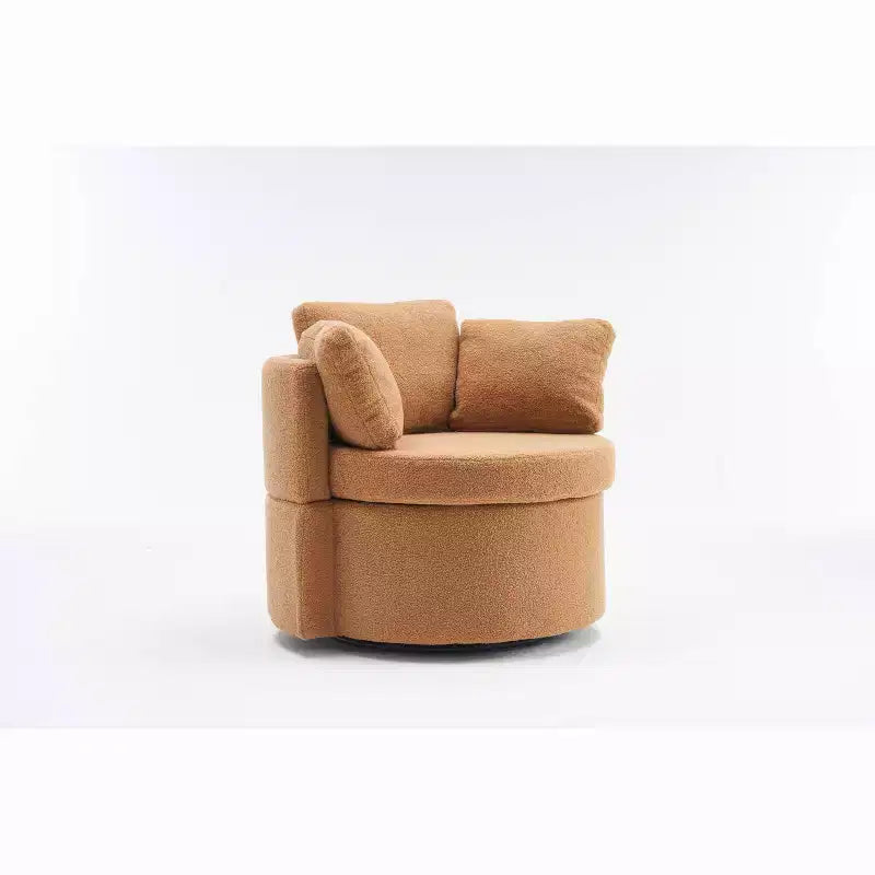 Chaise pivotante MAYEERTY en tissu Teddy avec rangement, coussin de dossier, salon, kaki