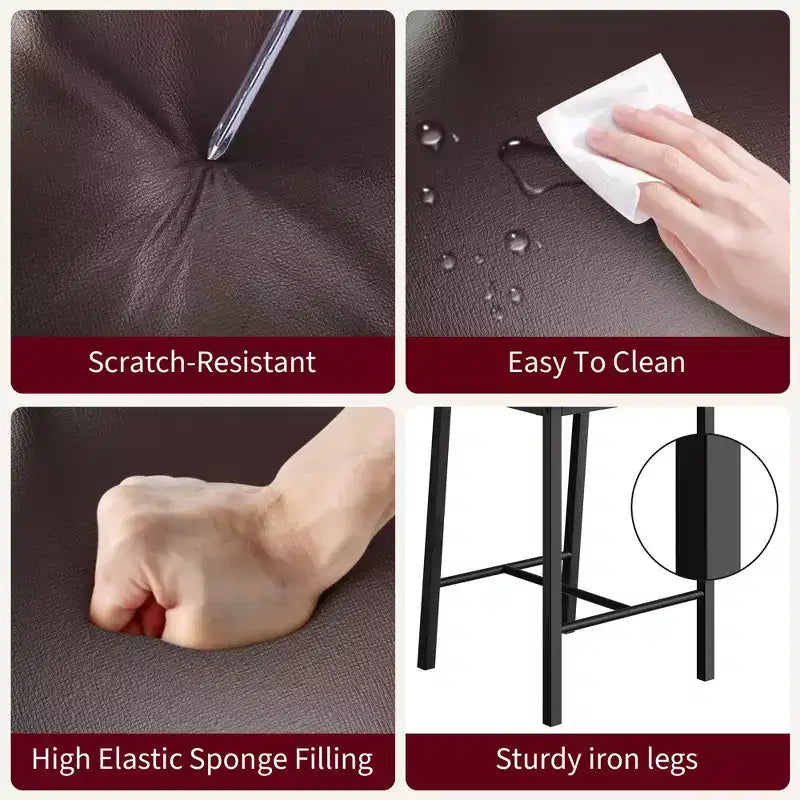 Lot de 4 tabourets de bar, tabourets de bar de cuisine de 63,5 cm avec coussin épais, dossier et repose-pieds, pour salle à manger, cuisine