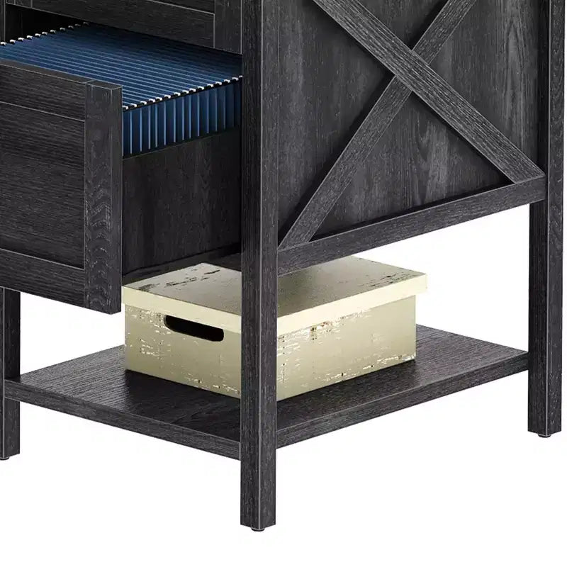 Bureau en L de 60 pouces avec station de charge et tiroir-classeur, bureau d'ordinateur moderne en bois, mobilier de bureau de jeu pour la maison