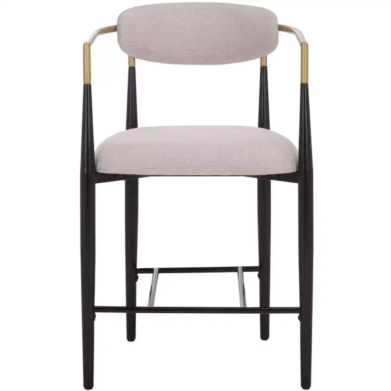 Covelle Arm Counter Stool (Set of 2) - BST6403A - Black Gold/Dove Grey - Safavieh