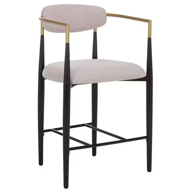 Tabouret de comptoir Covelle Arm (lot de 2) - BST6403A - Noir doré/Gris colombe - Safavieh