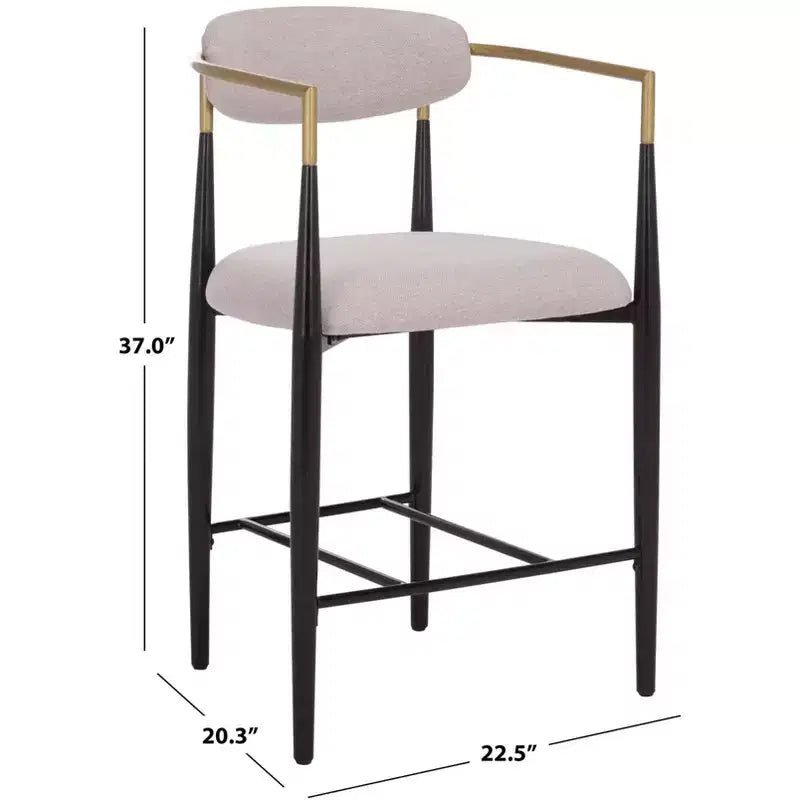 Tabouret de comptoir Covelle Arm (lot de 2) - BST6403A - Noir doré/Gris colombe - Safavieh