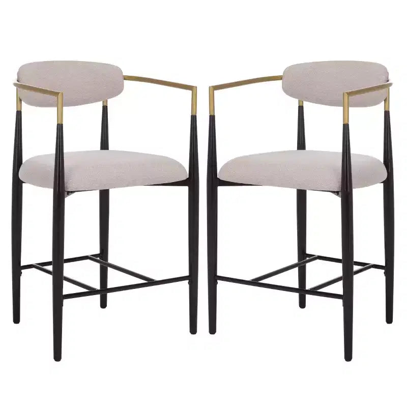 Tabouret de comptoir Covelle Arm (lot de 2) - BST6403A - Noir doré/Gris colombe - Safavieh