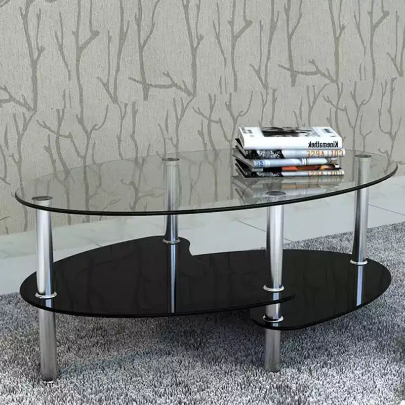 vidaXL Table Basse d'appoint en Verre et Métal pour Salon Blanc/Noir