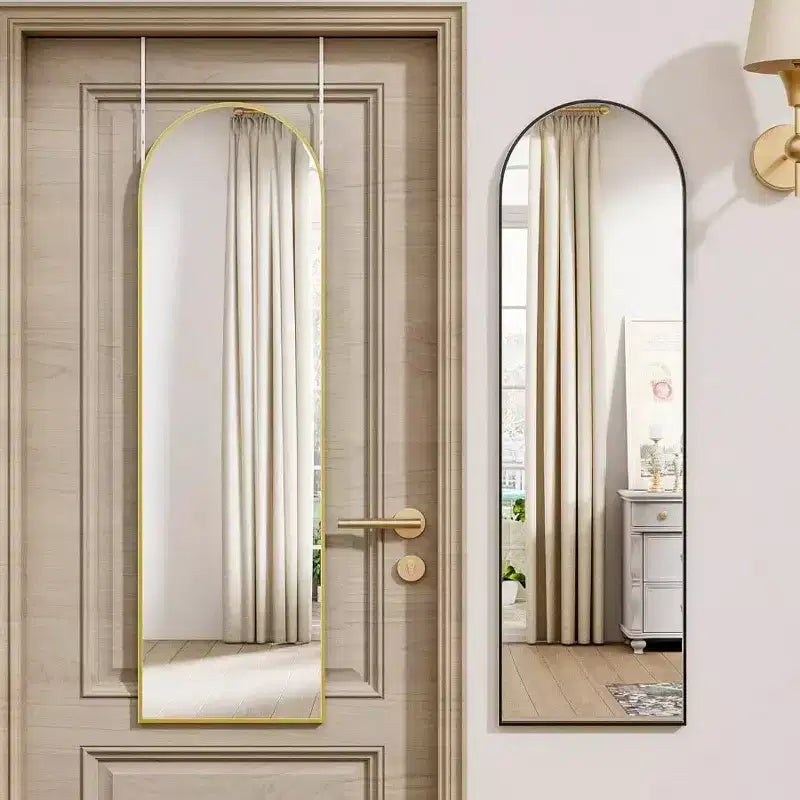 Miroir de porte sur toute la longueur, à suspendre à la porte ou au mur, 14x48 pouces, doré, rectangulaire, miroir de décoration intérieure avec cadre en métal robuste.
