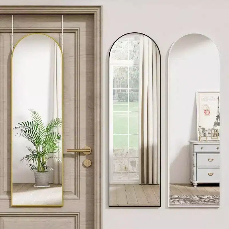 Miroir de porte sur toute la longueur, à suspendre à la porte ou au mur, 14x48 pouces, doré, rectangulaire, miroir de décoration intérieure avec cadre en métal robuste.