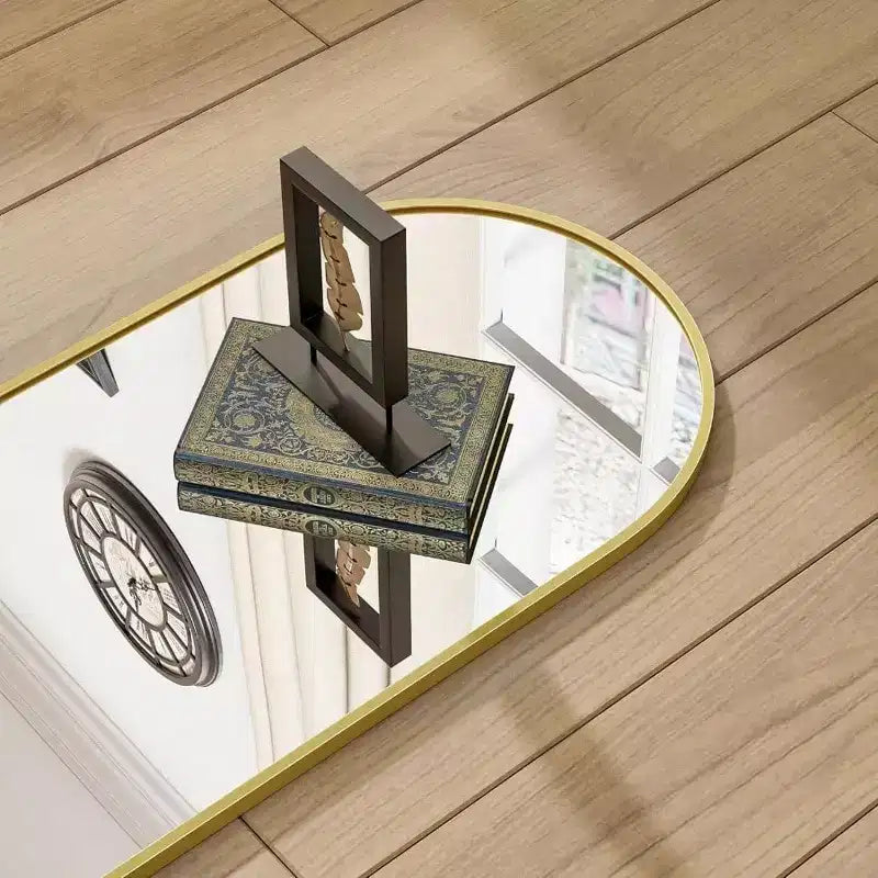 Miroir de porte sur toute la longueur, à suspendre à la porte ou au mur, 14x48 pouces, doré, rectangulaire, miroir de décoration intérieure avec cadre en métal robuste.