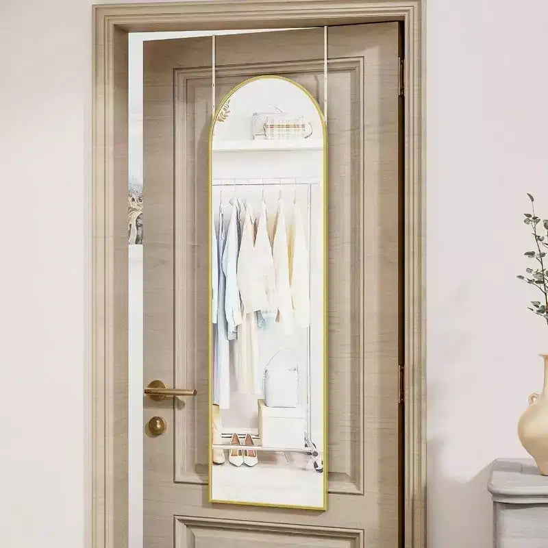 Miroir de porte sur toute la longueur, à suspendre à la porte ou au mur, 14x48 pouces, doré, rectangulaire, miroir de décoration intérieure avec cadre en métal robuste.