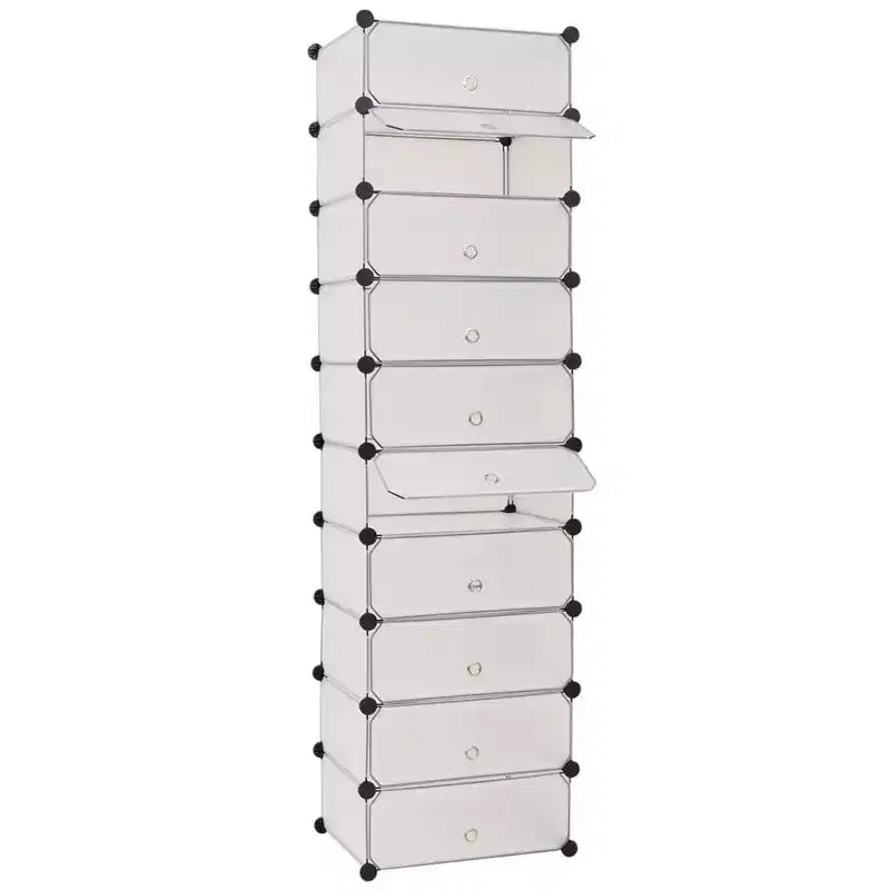 vidaXL Interlocking Shoe Organizer White/Black Cabinet Shelf 10 Compartments